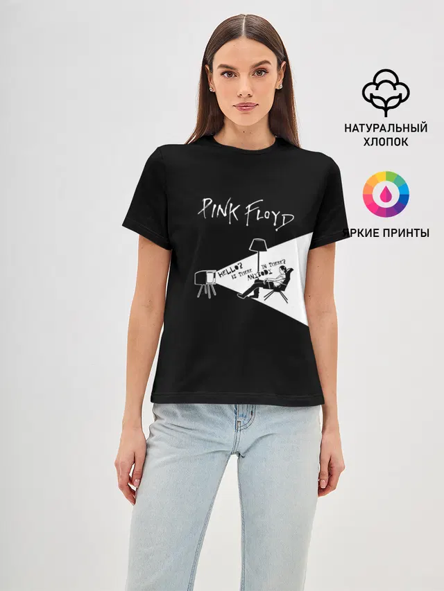 Женская базовая футболка с принтом «Pink Floyd — Pink Floyd - Comfortably Numb»