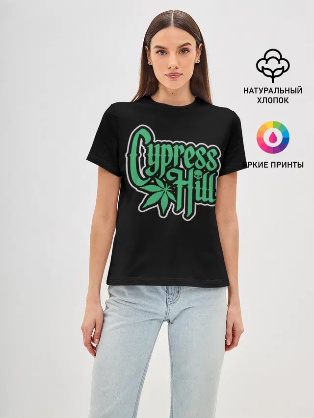 Женская базовая футболка с принтом «Разный рок — Cypress Hill»