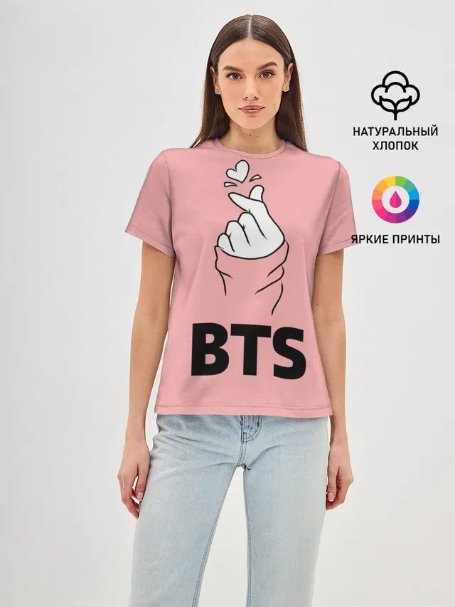 Женская базовая футболка с принтом «Рюкзак BTS»