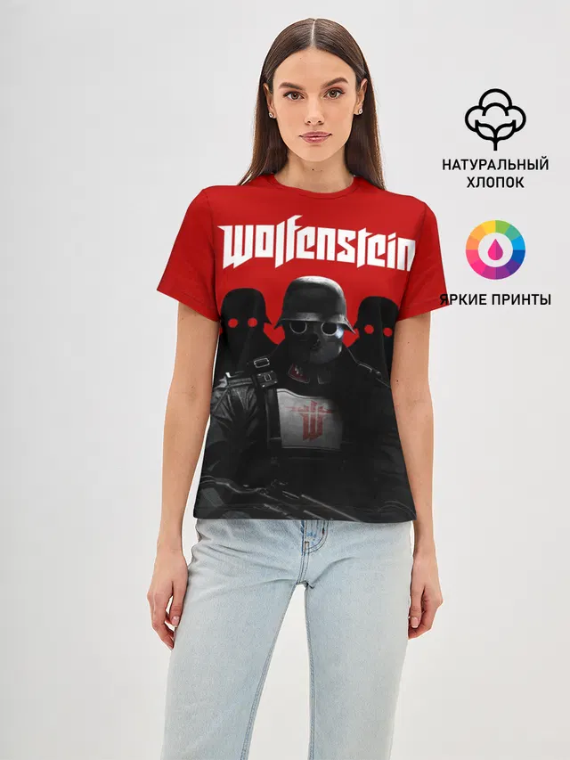 Женская базовая футболка с принтом «Wolfenstein»