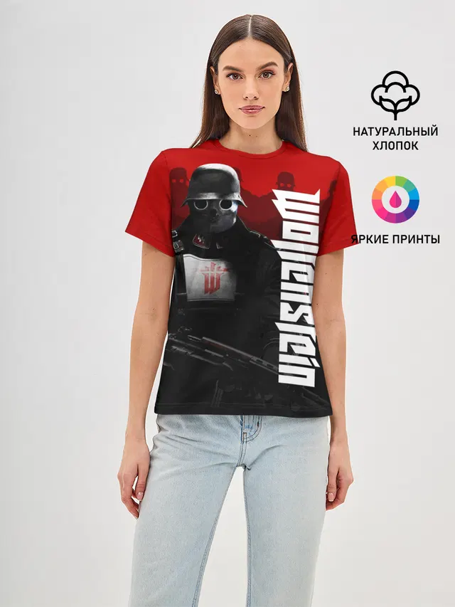 Женская базовая футболка с принтом «Wolfenstein»