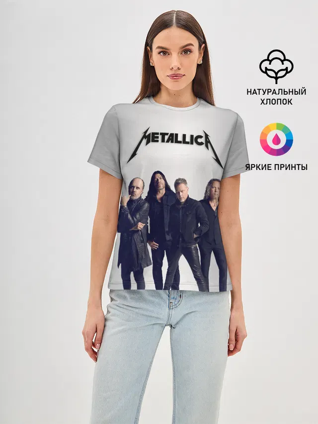 Женская базовая футболка с принтом «Metallica»
