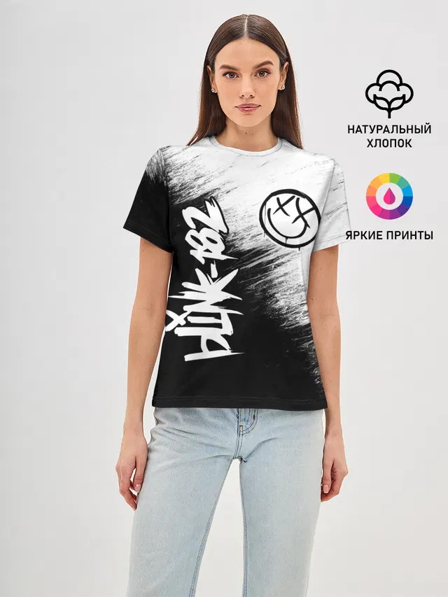 Женская базовая футболка с принтом «Blink 182»