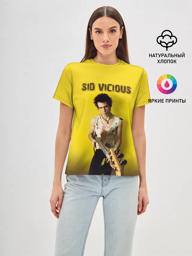 Женская базовая футболка с принтом «Sex Pistols — Sid Vicious»