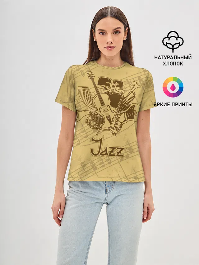 Женская базовая футболка с принтом «Jazz»