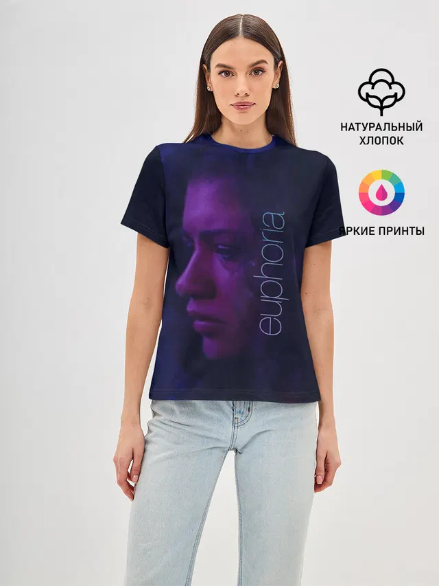 Женская базовая футболка с принтом «Эйфория — сериал Euphoria»