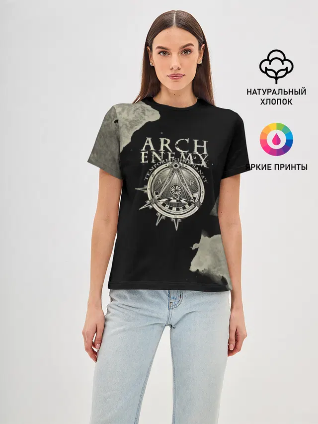 Женская базовая футболка с принтом «Arch Enemy band»