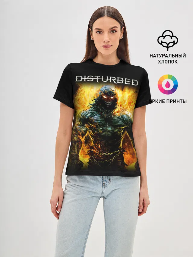 Женская базовая футболка с принтом «Disturbed»