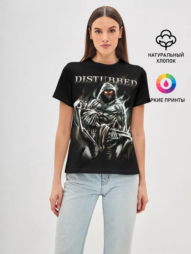 Женская базовая футболка с принтом «Disturbed»