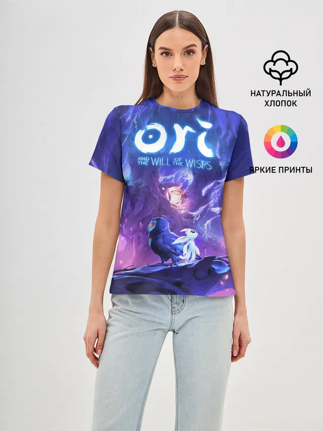 Женская базовая футболка с принтом «Ori and the will of the wisps — Ori - And The Will Of The Wisp»