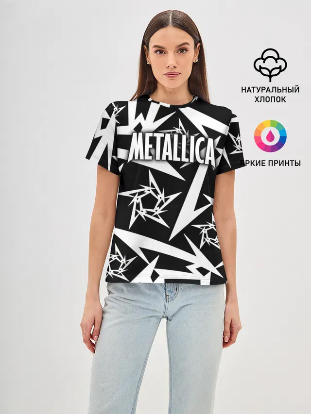 Женская базовая футболка с принтом «Metallica»