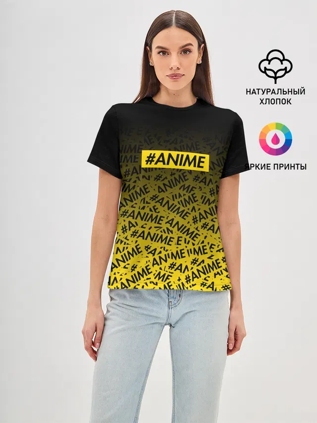 Женская базовая футболка с принтом «ANIME pattern»