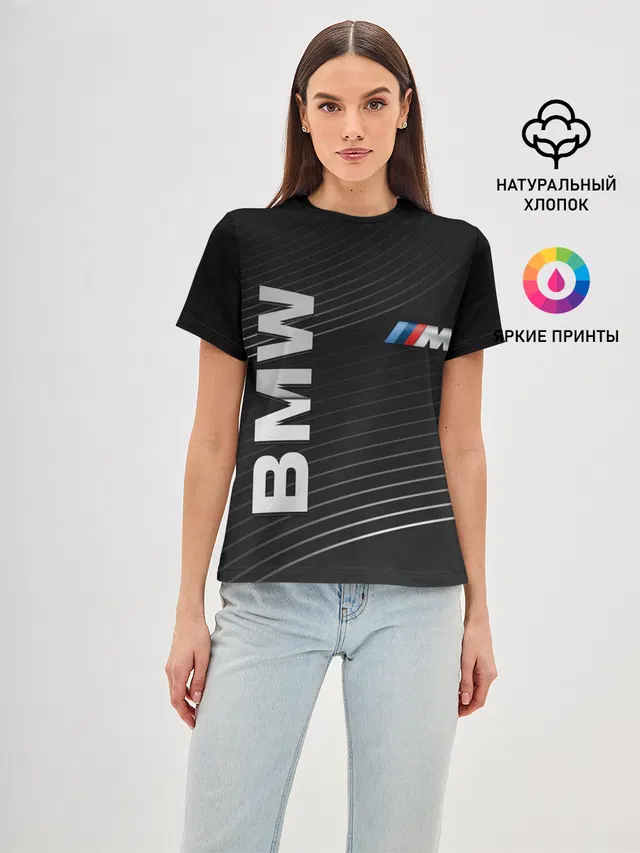 Женская базовая футболка с принтом «BMW»