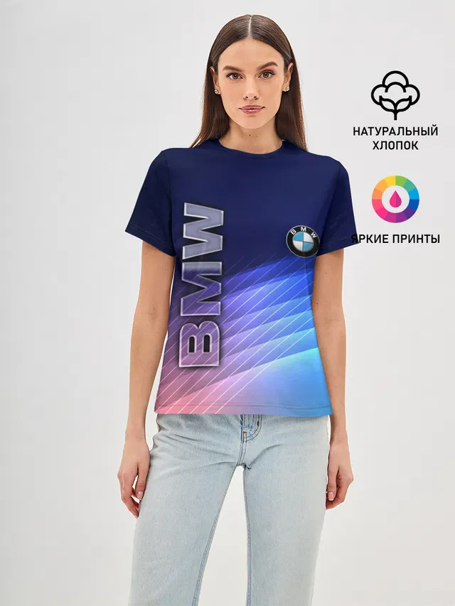 Женская базовая футболка с принтом «BMW»