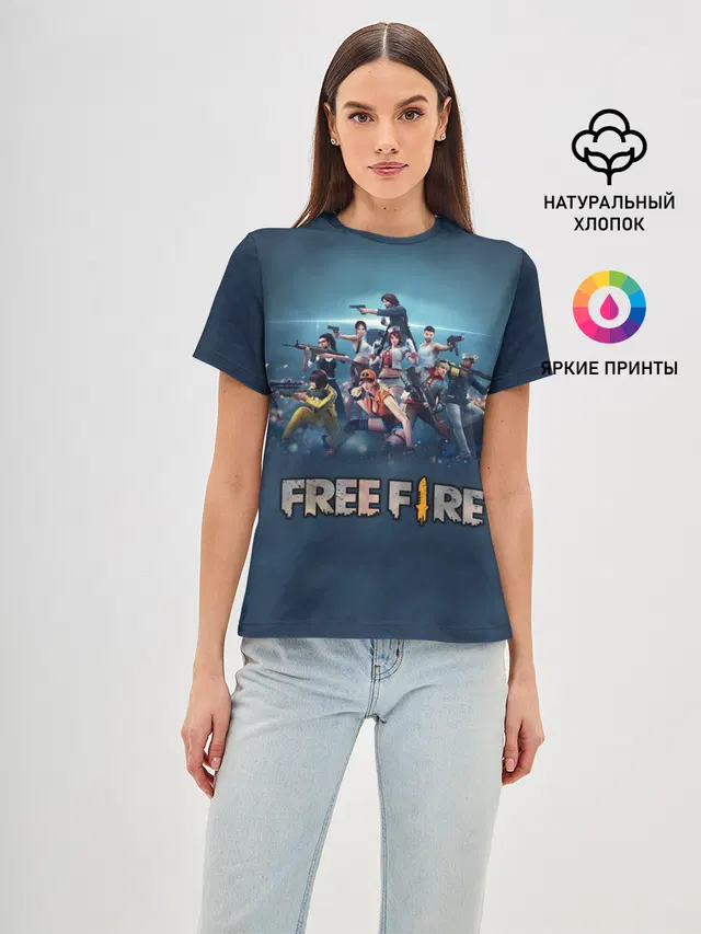 Женская базовая футболка с принтом «Free Fire»