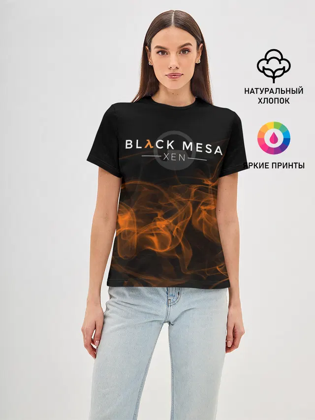 Женская базовая футболка с принтом «Half-Life — HALF-LIFE - Black Mesa: XEN»
