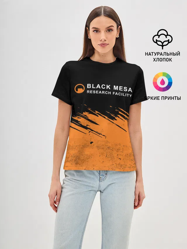 Женская базовая футболка с принтом «Half-Life — BLACK MESA»
