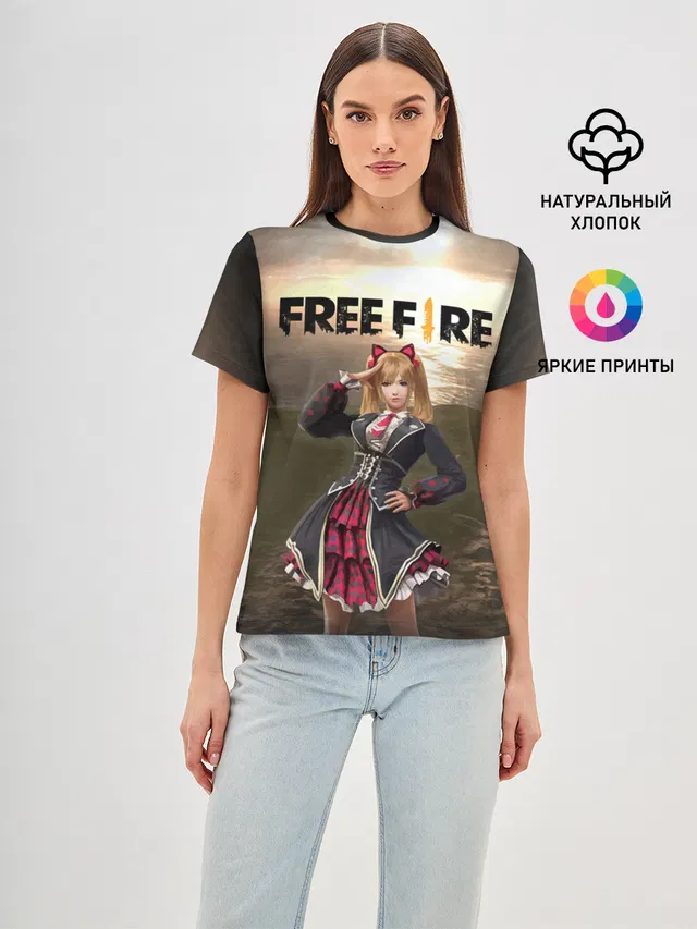 Женская базовая футболка с принтом «FREE FIRE - Caroline»