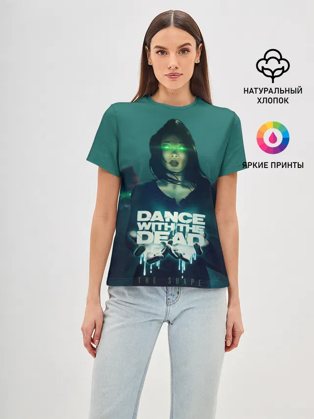 Женская базовая футболка с принтом «Разный рок — Dance With The Dead»