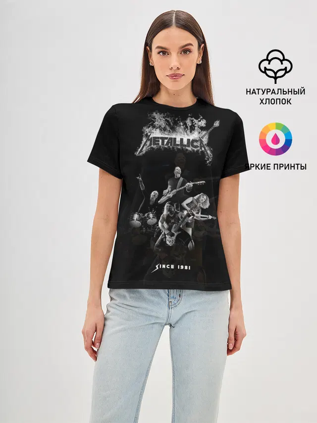 Женская базовая футболка с принтом «Metallica»