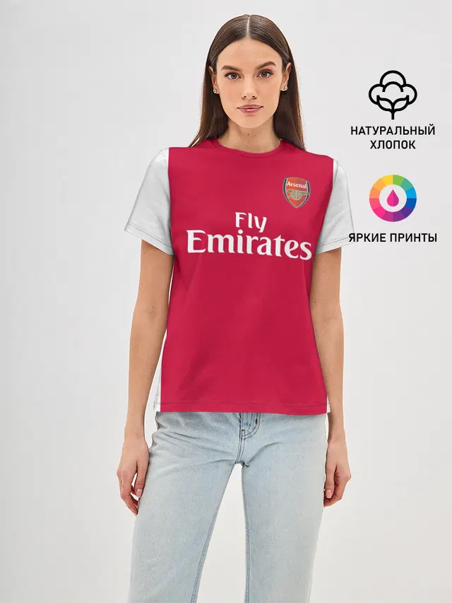 Женская базовая футболка с принтом «Арсенал — Arsenal home 19-20»