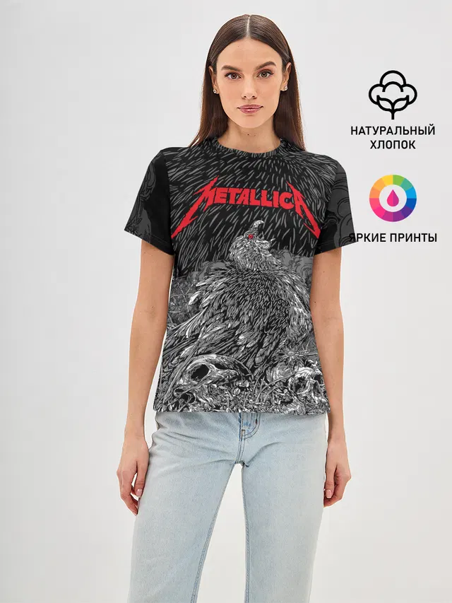 Женская базовая футболка с принтом «Metallica»