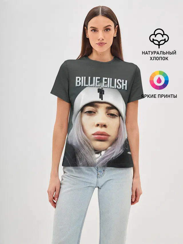 Женская базовая футболка с принтом «Billie Eilish»