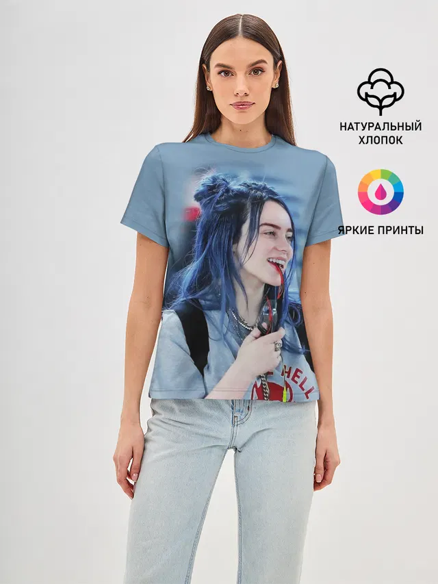 Женская базовая футболка с принтом «Billie Eilish»