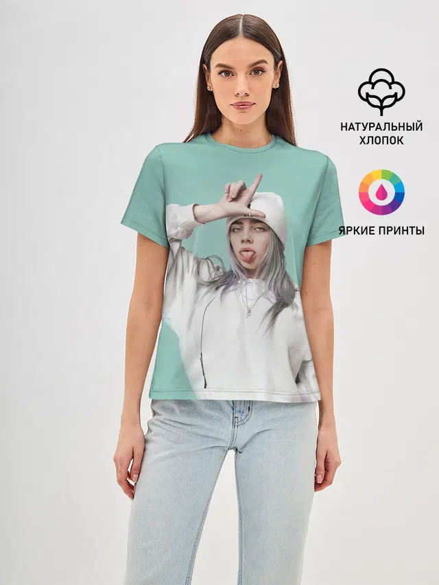 Женская базовая футболка с принтом «Billie Eilish»