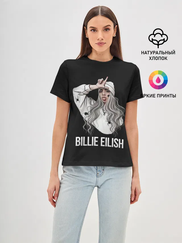 Женская базовая футболка с принтом «Billie Eilish»