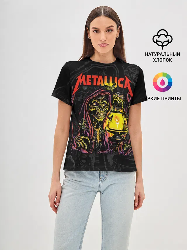 Женская базовая футболка с принтом «Metallica»