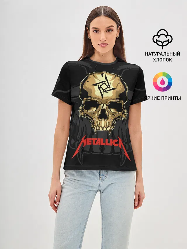 Женская базовая футболка с принтом «Metallica»