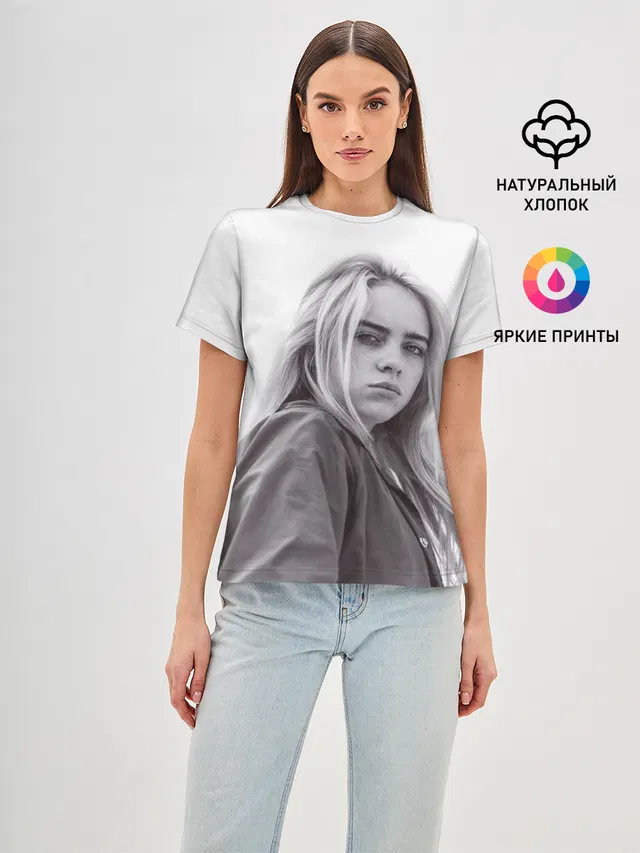 Женская базовая футболка с принтом «Billie Eilish»