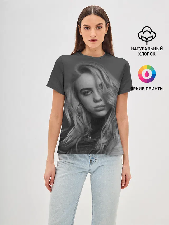 Женская базовая футболка с принтом «Billie Eilish»