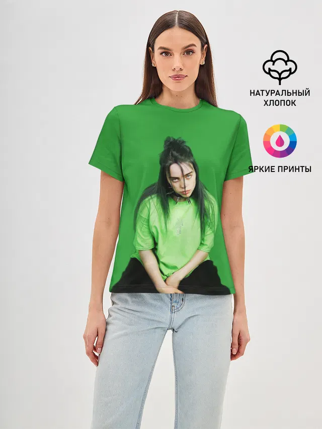 Женская базовая футболка с принтом «Billie Eilish»