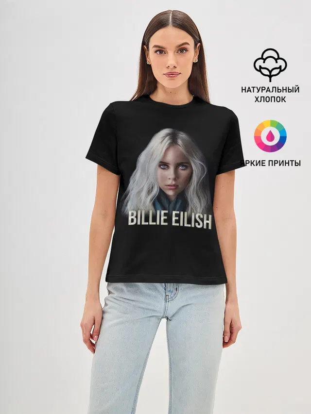 Женская базовая футболка с принтом «Billie Eilish»