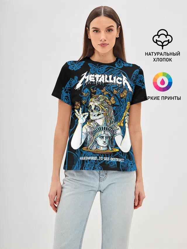 Женская базовая футболка с принтом «Metallica»
