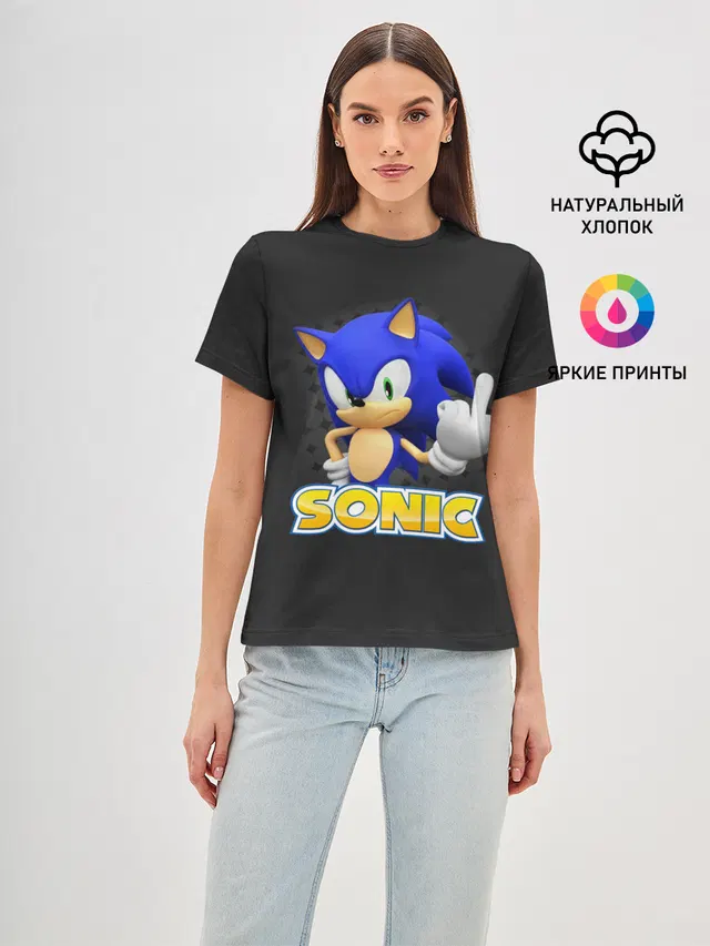 Женская базовая футболка с принтом «Sonic the Hedgehog»