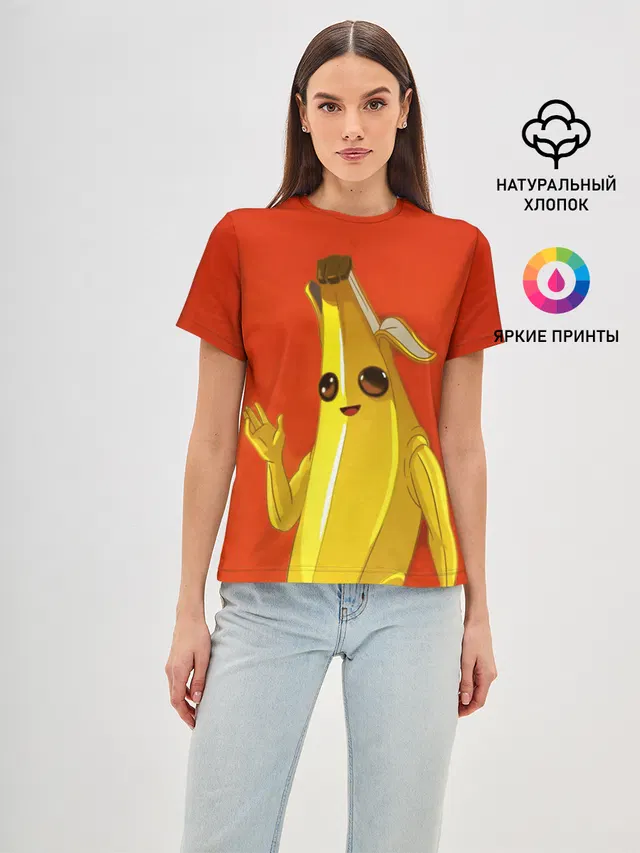 Женская базовая футболка с принтом «Фортнайт — Banana»