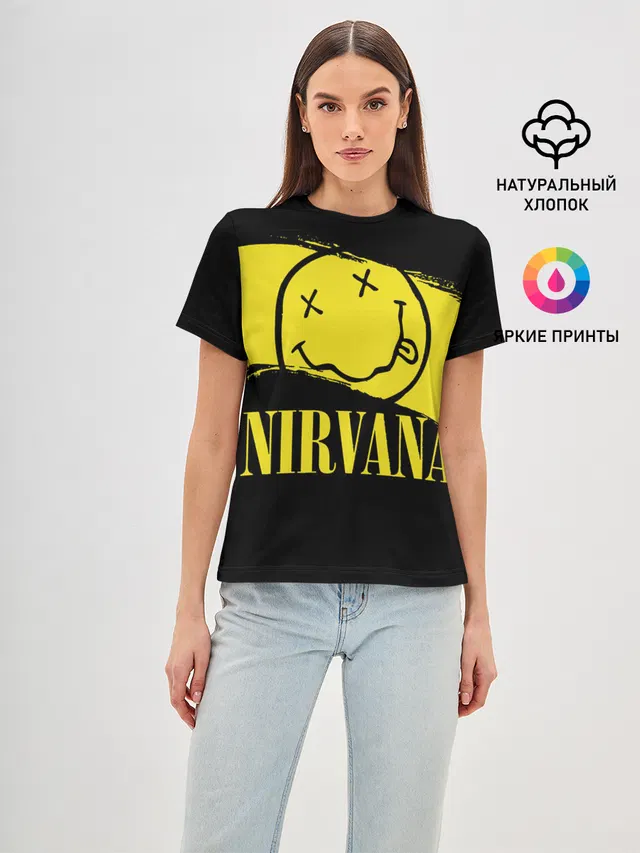 Женская базовая футболка с принтом «Nirvana»