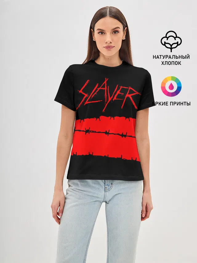 Женская базовая футболка с принтом «Slayer»