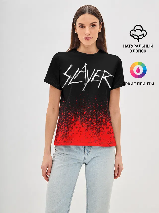 Женская базовая футболка с принтом «Slayer»