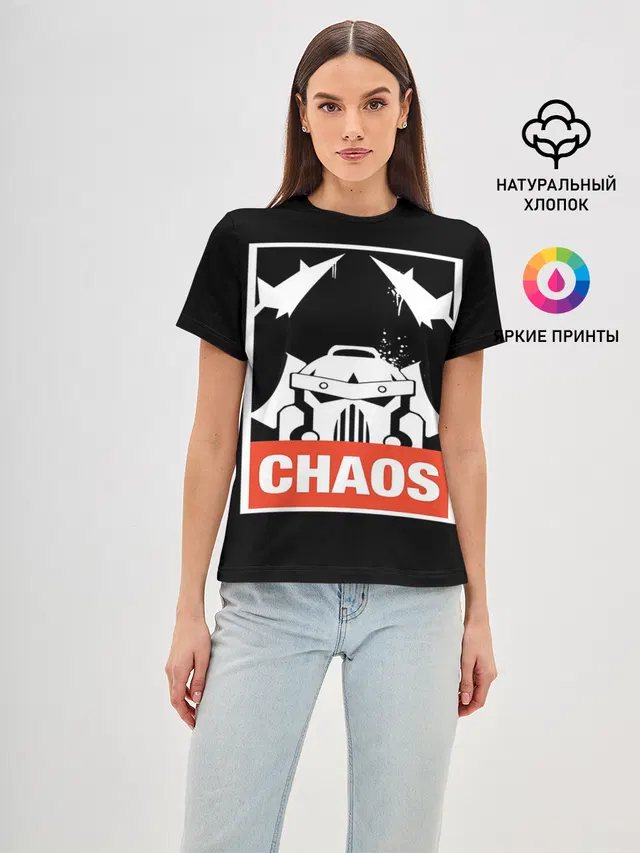 Женская базовая футболка с принтом «Chaos»