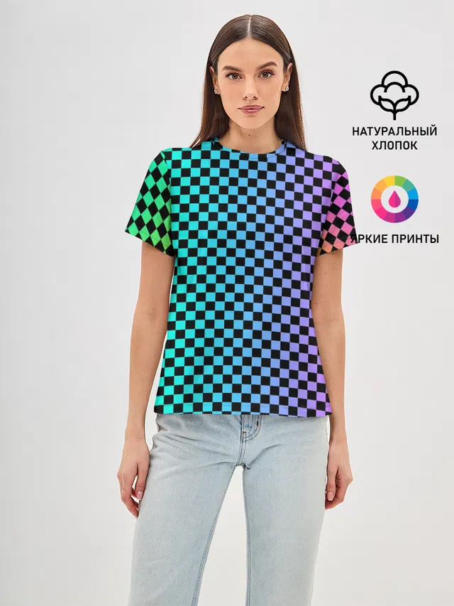 Женская базовая футболка с принтом «Френдзона — Checkerboard Color»