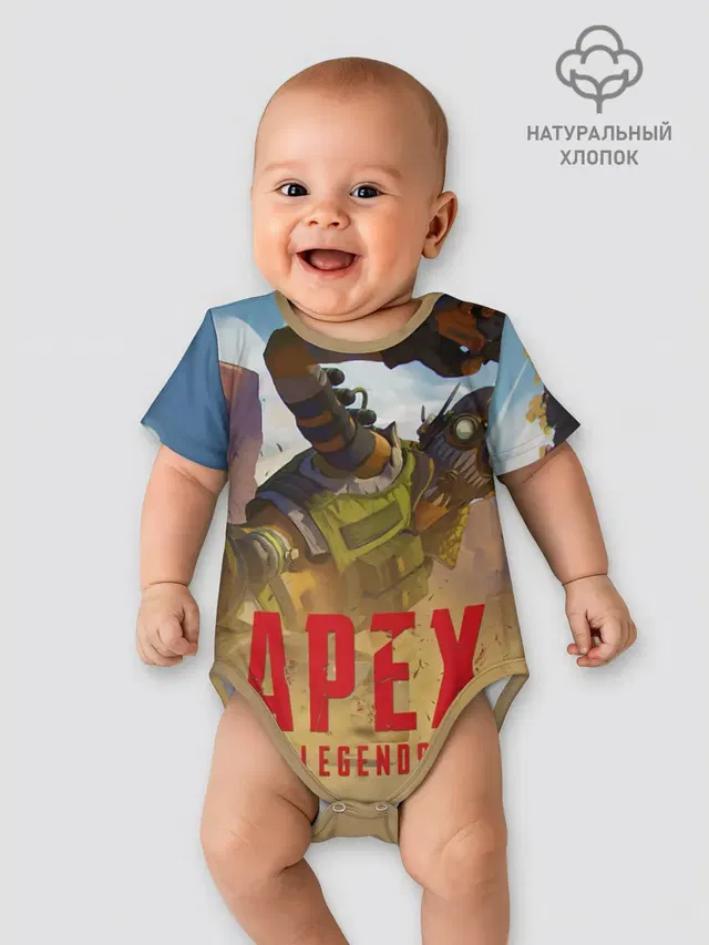 Детское боди с принтом «Apex Legends — Октейн в деле»