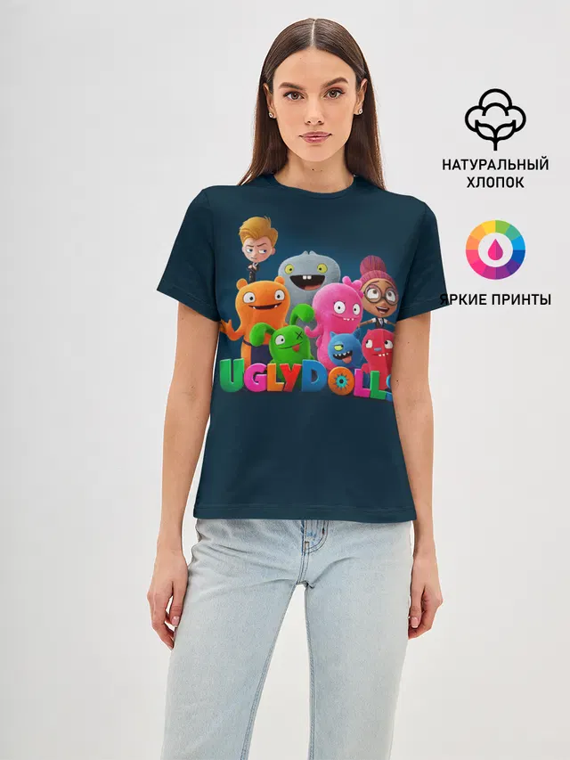 Женская базовая футболка с принтом «UglyDolls. Куклы с характером»
