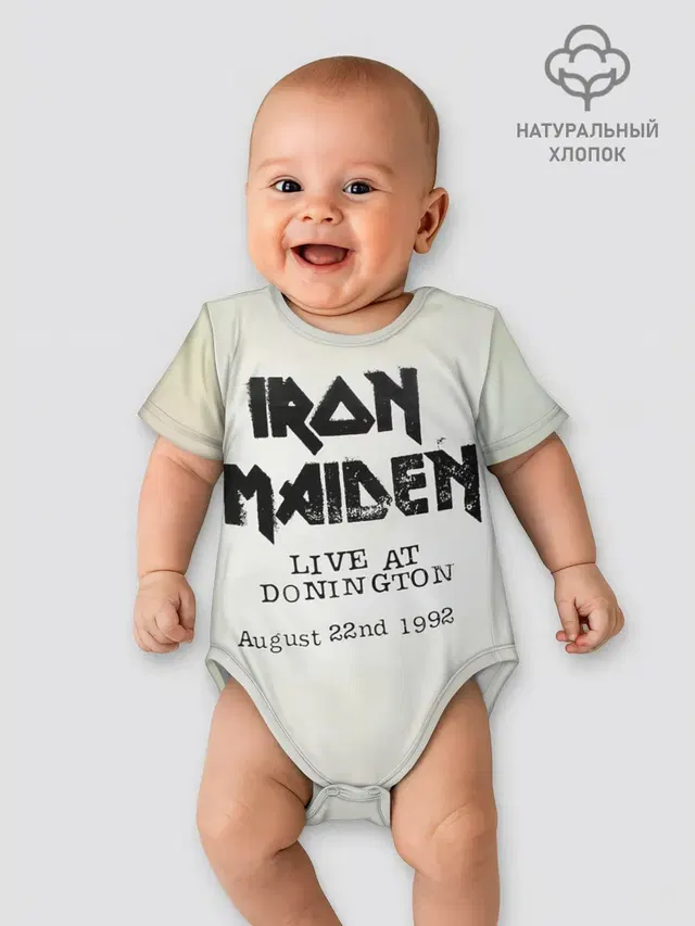 Детское боди с принтом «Iron Maiden — Live at Donington - Iron Maiden»