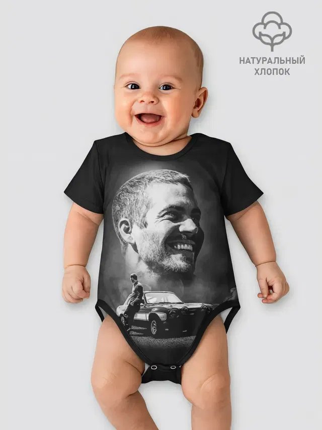 Детское боди с принтом «Разные автомобильные — Paul Walker»