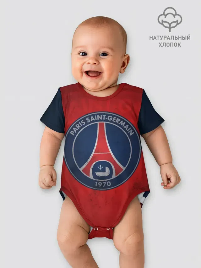 Детское боди с принтом «Разные футбольные принты — Paris Saint-Germain»