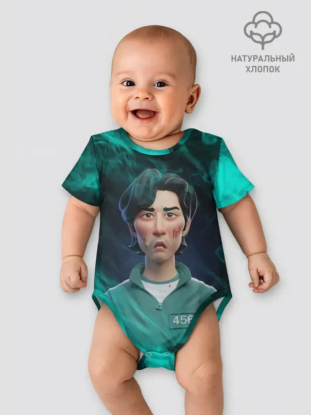 Детское боди с принтом «Игра в кальмара — Seong Gi-hun»